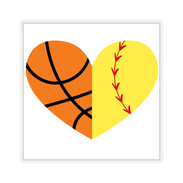 Molomon Basketball Softball Heart Sticker, Waterproof Sticker, Vinyl Sticker, Laptop Sticker, Water Bottle Sticker, Gift, Decal, Hydroflask Sticker